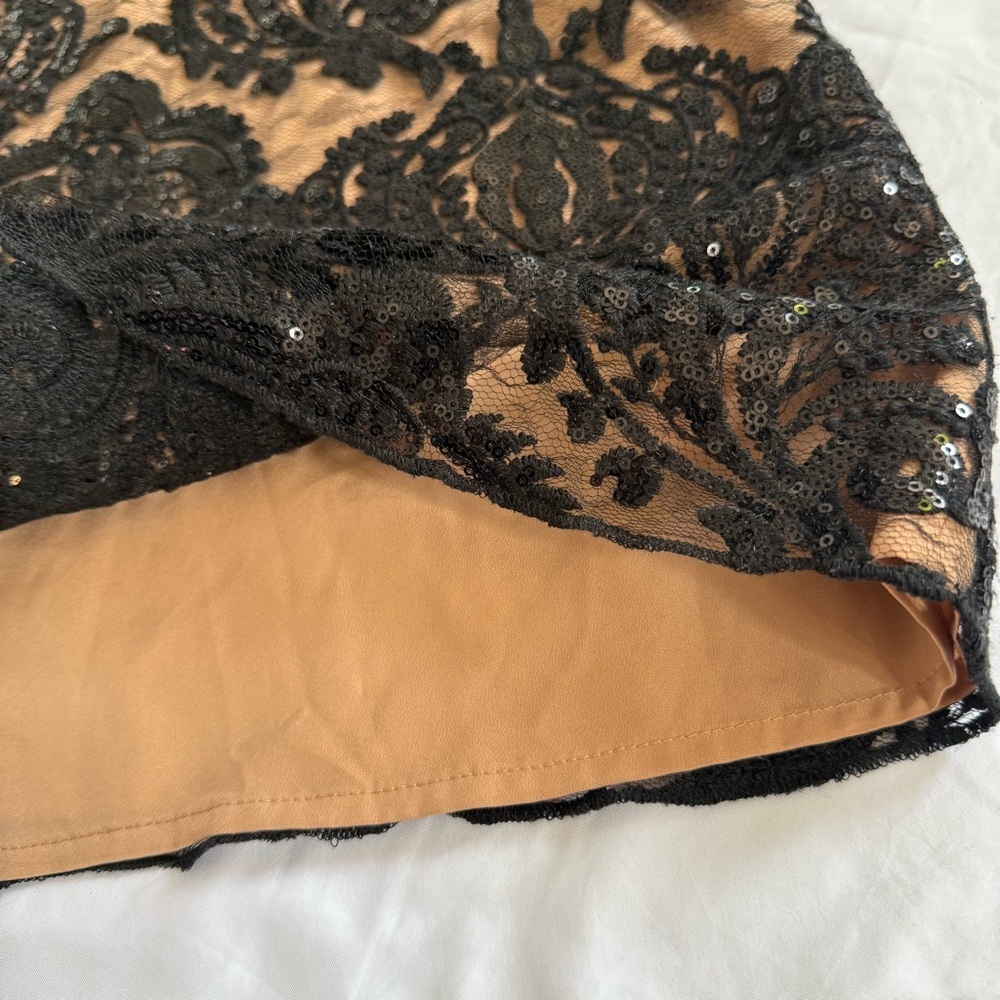 FREE PEOPLE  Black Sequin Dress with Beige Lining Size 6 - Picture 5 of 7